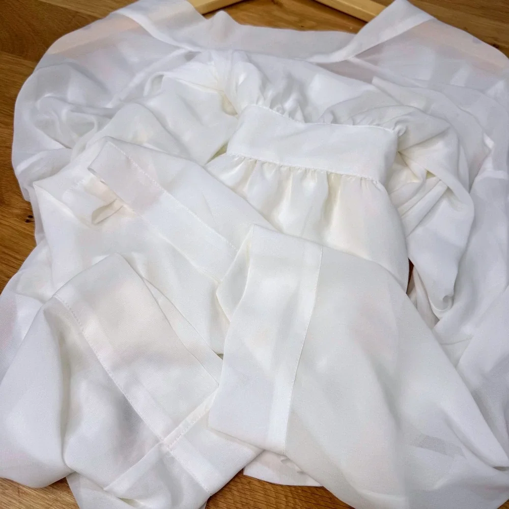 Victorias Secret Sheer White Chiffon‎ Wrap Robe One Size Bridal Lingerie Pockets
